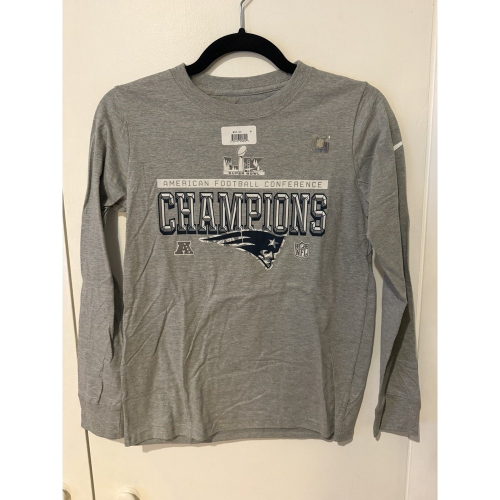 New England Patriots AFC Champions The Nike Tee Long Sleeve Grey Size Youth M